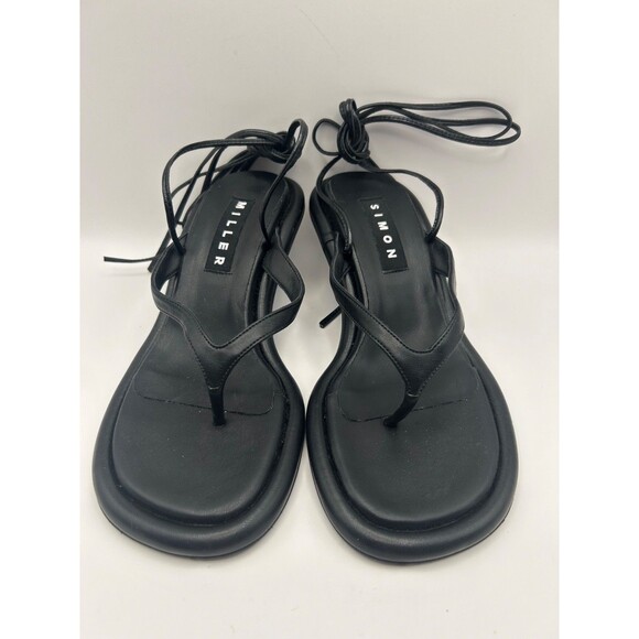 Simon Miller F213 Wrapping Ankle Tie Thong Sandals Size 35, US 4.5-5 Black NEW - Picture 3 of 8